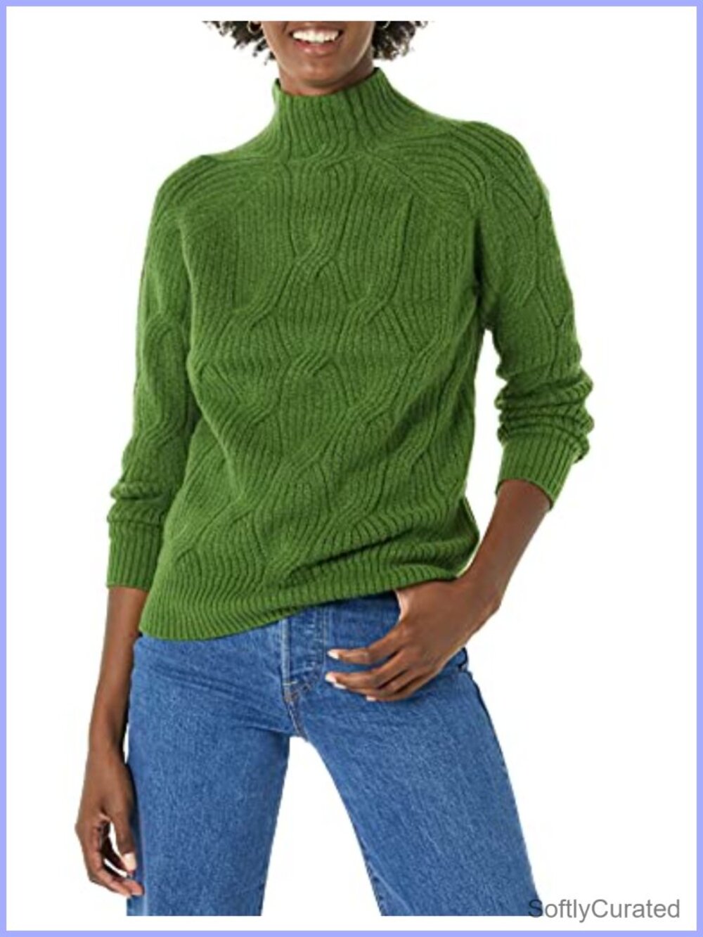 Women's Cable Knit Sweater Funnel Neck Long Sleeve Pullover